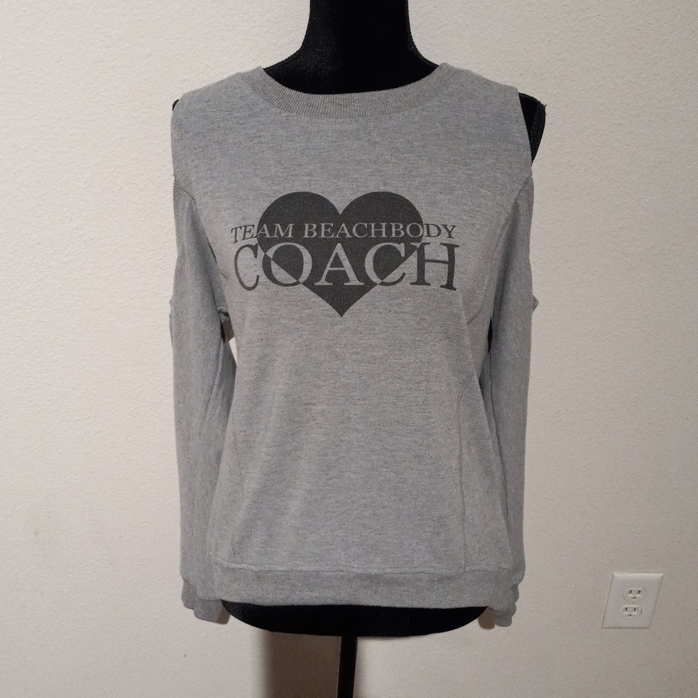 Team BEACHBODY COACH sweatshirt with shoulderless sleeves, Medium